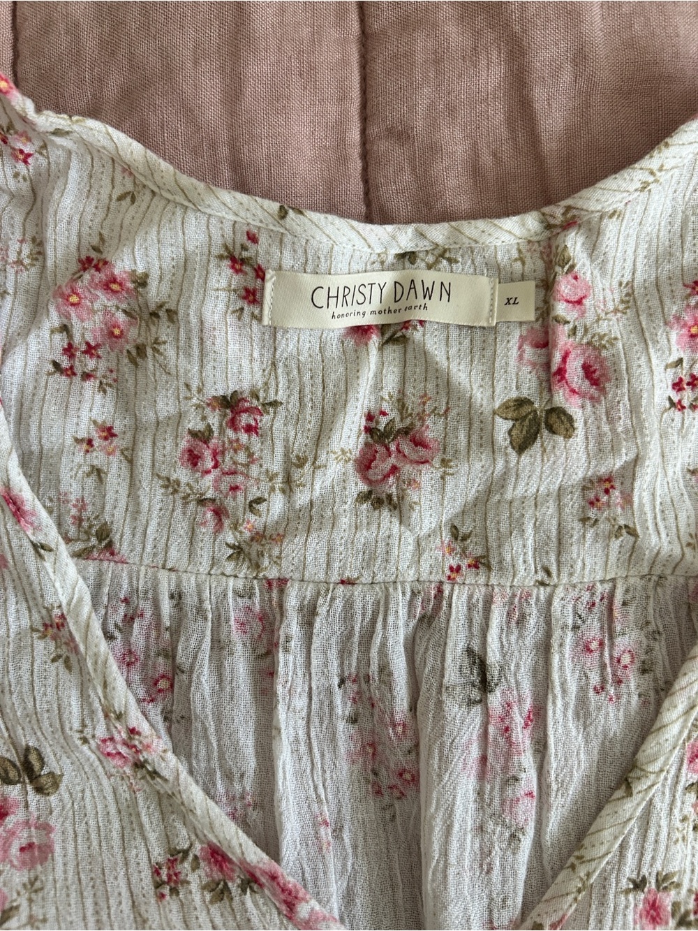 Christy Dawn Cream Maxi Dress with Pink Floral Print - Picture 3 of 8